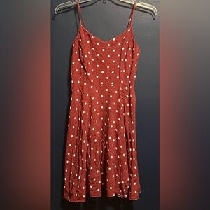 Maroon and White Polka Dot Dress